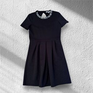 Collective Concepts Black Midi Dress with crystals like beads around neck area